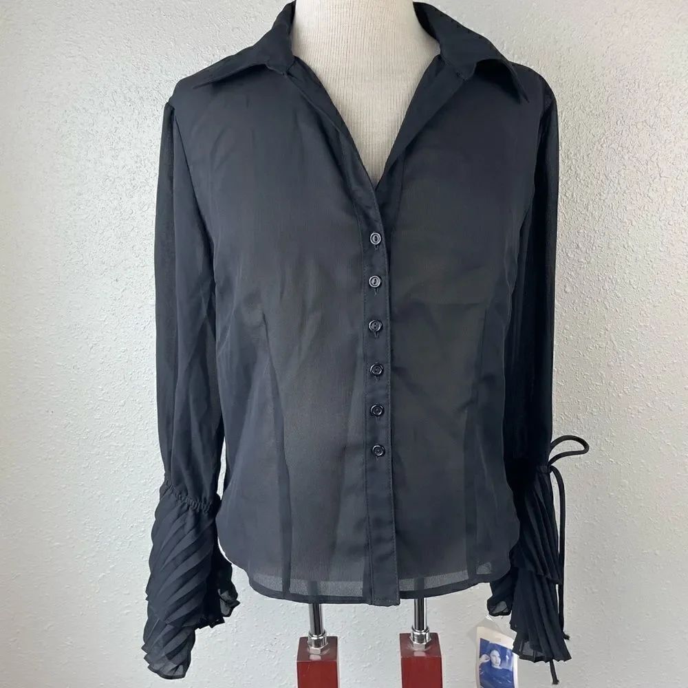 NWT Black Button Down Shirt Size 8
